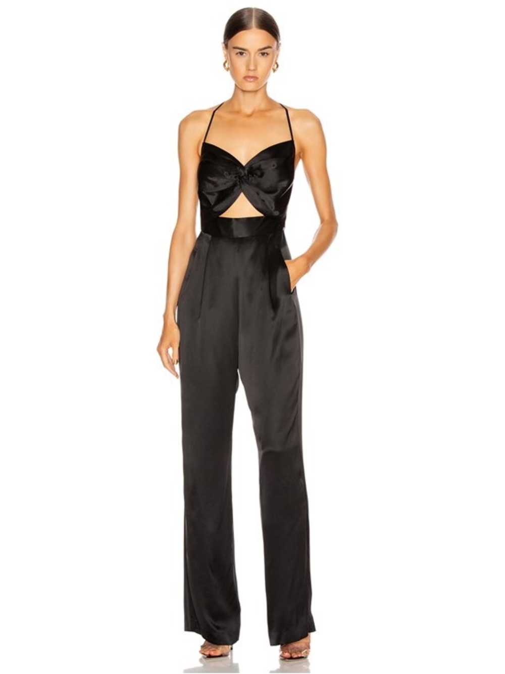 Michelle Mason: Black Twist Jumpsuit